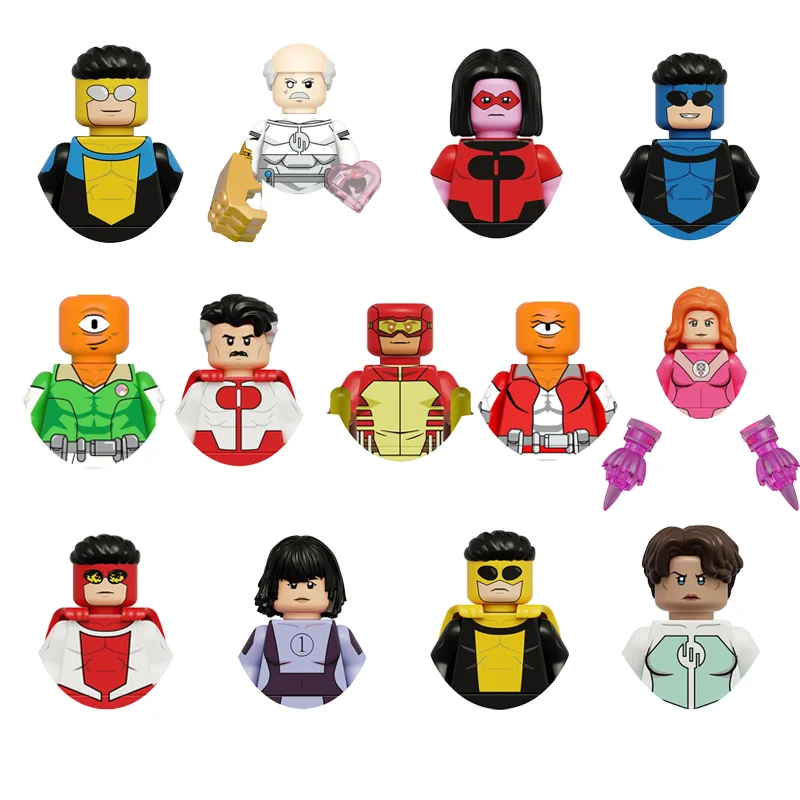Serie Invincible, Superhéroe Omni-Man, Atom Eve, Bloques de Construcción de Monstruos, Figuras de Acción, Ladrillos de Juguete