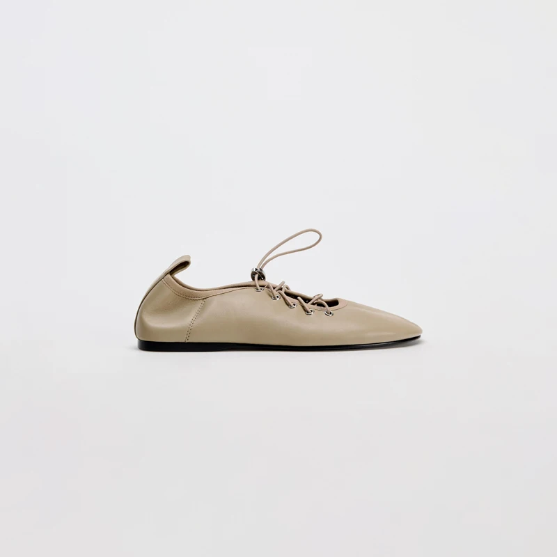 designer-fashion-shoes-woman-new-flat-with-ballet-dance-shoe-girls-women's-real-leather-beige-lace-up-work-shoes-chaussure-femme