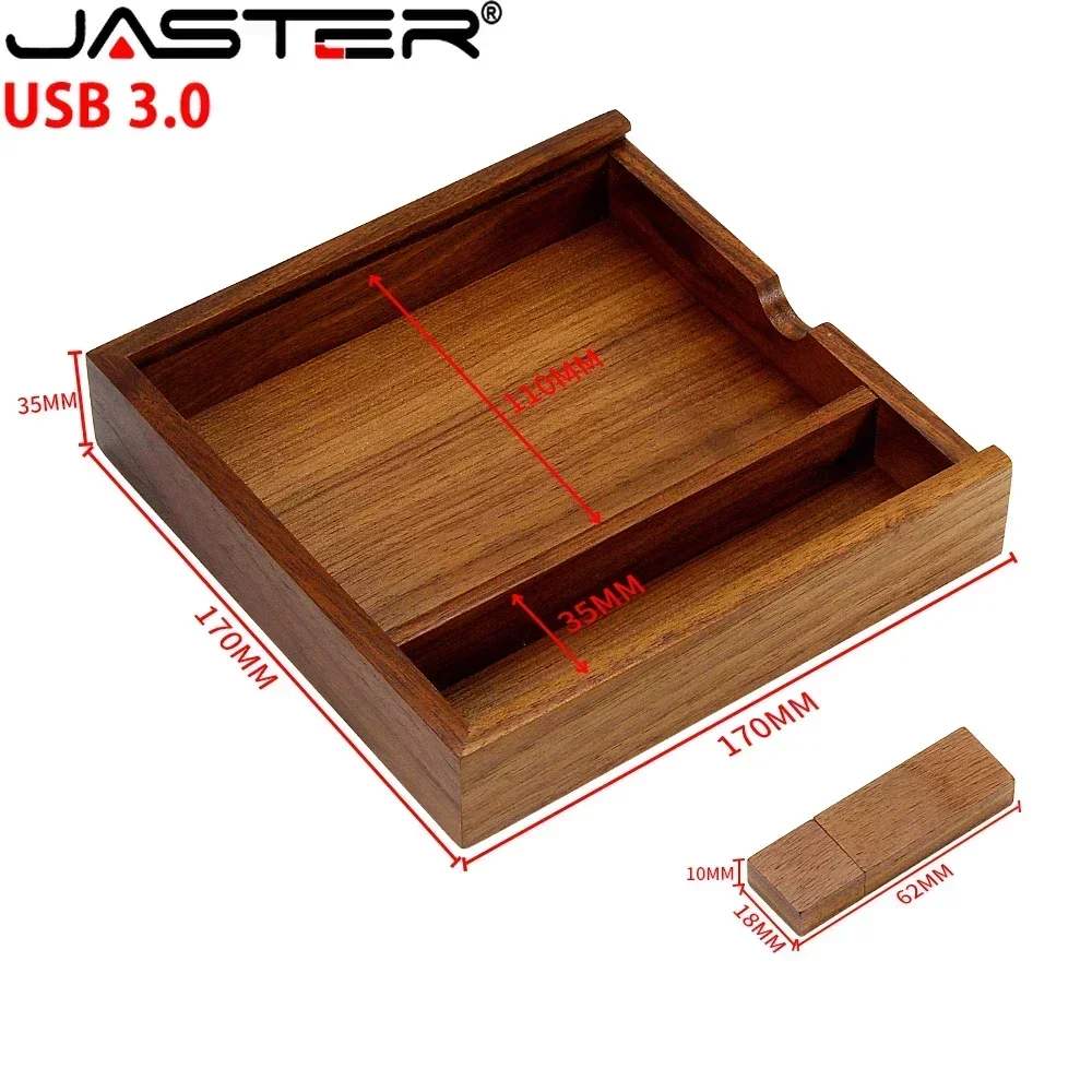 JASTER Album Wooden Box USB 3.0 Flash Drives 128GB Creative Photography Wedding Gift Memory Stick 64GB Laser Engraving Pen Drive