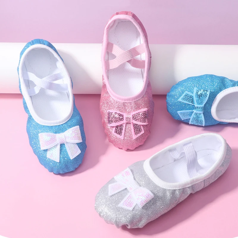 Zapatos de Ballet para niñas, zapatillas de baile para niños, suela suave de lona profesional, zapatos de baile de Ballet brillantes para niñas, Ballet femenino, Yoga, gimnasio, zapatos de baile