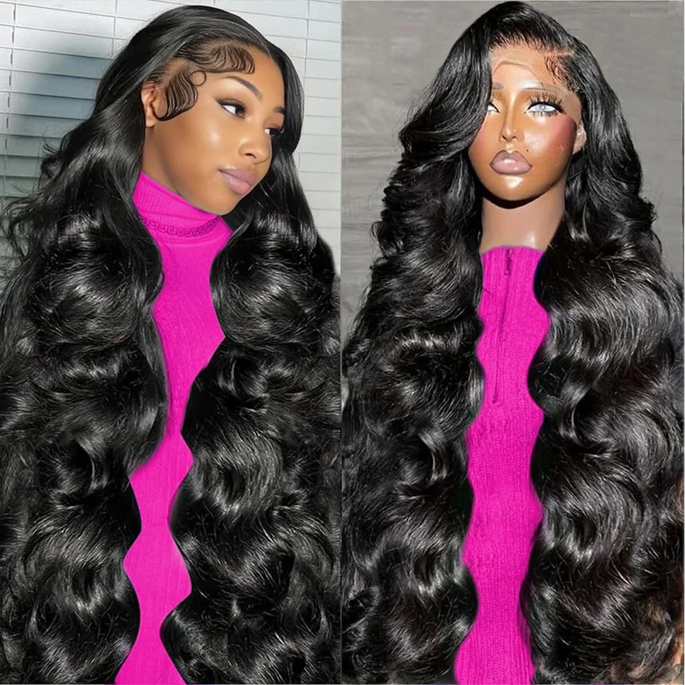 

Lace Front Wigs Body Wave Human Hair Pre Plucked HD Transparent Lace Frontal Wig with Baby Hair 180% Density Glueless Peruvian