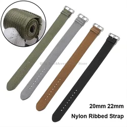 Universal Nylon Ribbed Strap 20mm 22mm Men Women Military Watchband Ballistic Fabric Sports Bracelets Soft Replacement Wristbelt