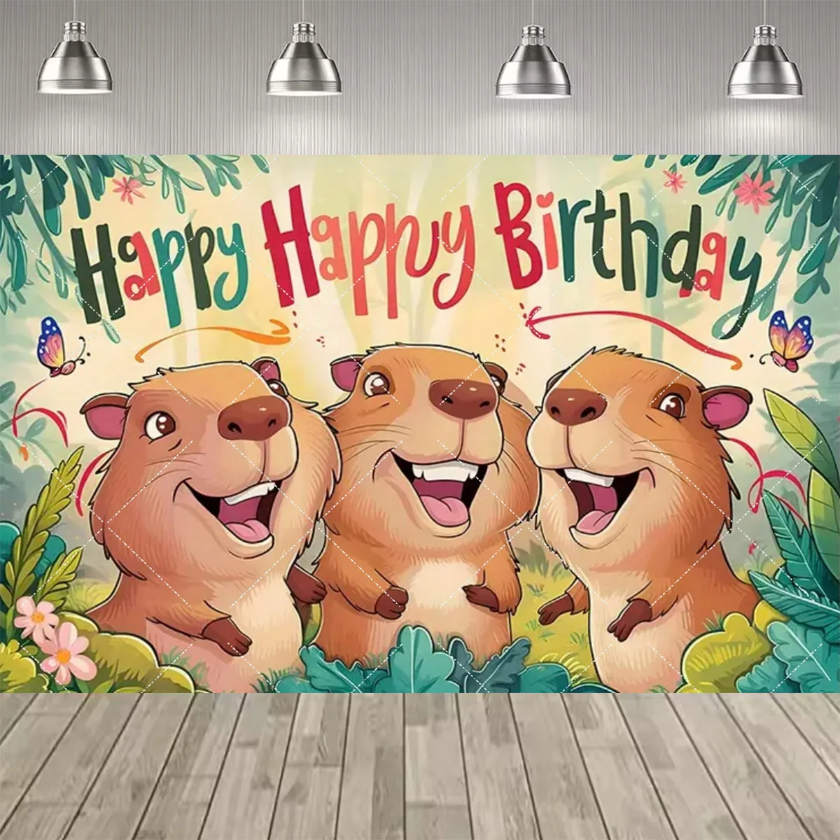 Cartoon-Capy-Geburtstagsparty-Dekorationen Hintergrund Niedliches Capybara-Thema Geburtstagsparty Baby-Taufe Party-Zubehör Fotorequisiten – Detail 4