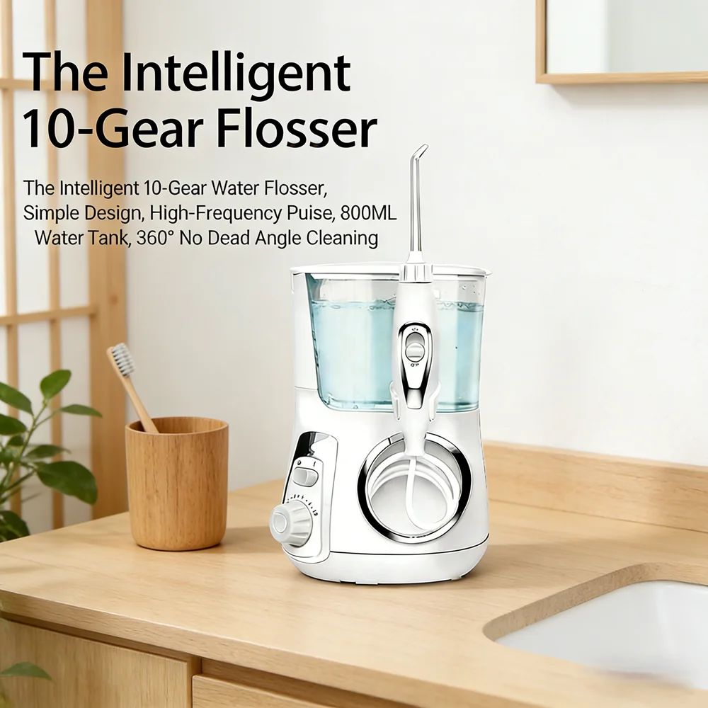 

10 Modes Electric Flosser 800ML Water Tank 5 Nozzles Dental Oral Irrigator Home Use Deep Cleaning