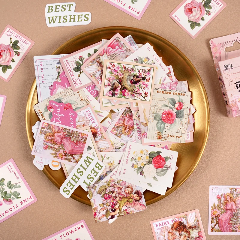 46 stuks mini doos bloemen stickers benodigdheden wonderland onder romantische bloemen plakboek decoratie materialen lijm 4 cm