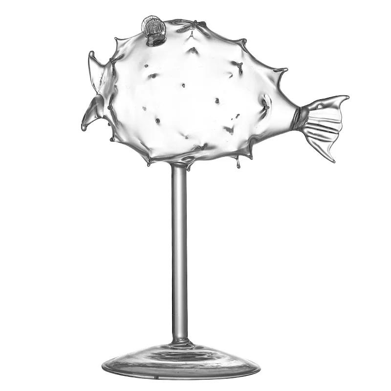 Creative puffer fish cup Molecular cocktail Personalized pipefish shape goblet Fish-shaped glass
