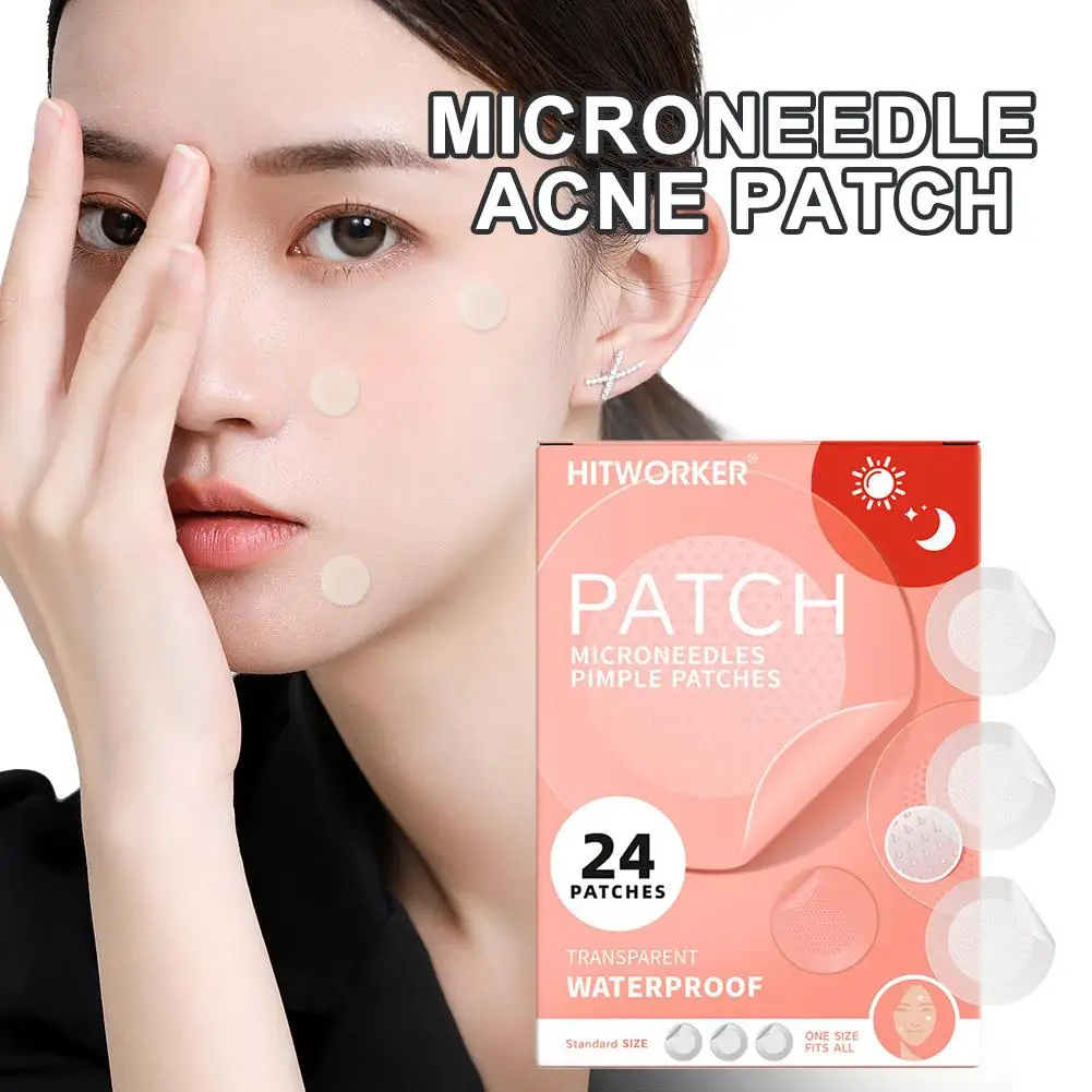 24 ชิ้น Microneedle Acne Patch อ่อนโยนไม่ระคายเคืองทำความสะอาดรูขุมขนระบายอากาศได้ดีสิวแพทช์ทุกวันเกาหลีเครื่องมือดูแลผิวหน้า