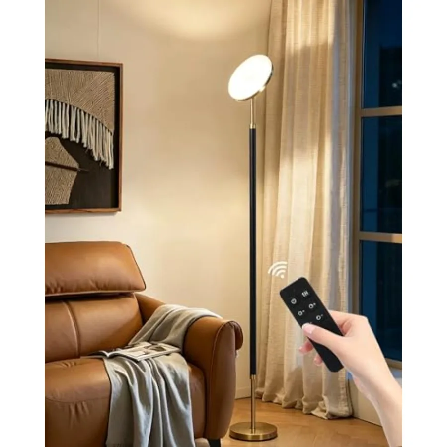 

Wood Floor Lamp 30W 3000Lm Super Bright LED Wooden Floor Lamp, Remote Control 69" Tall Standing Lamp Stepless Dimming and Color