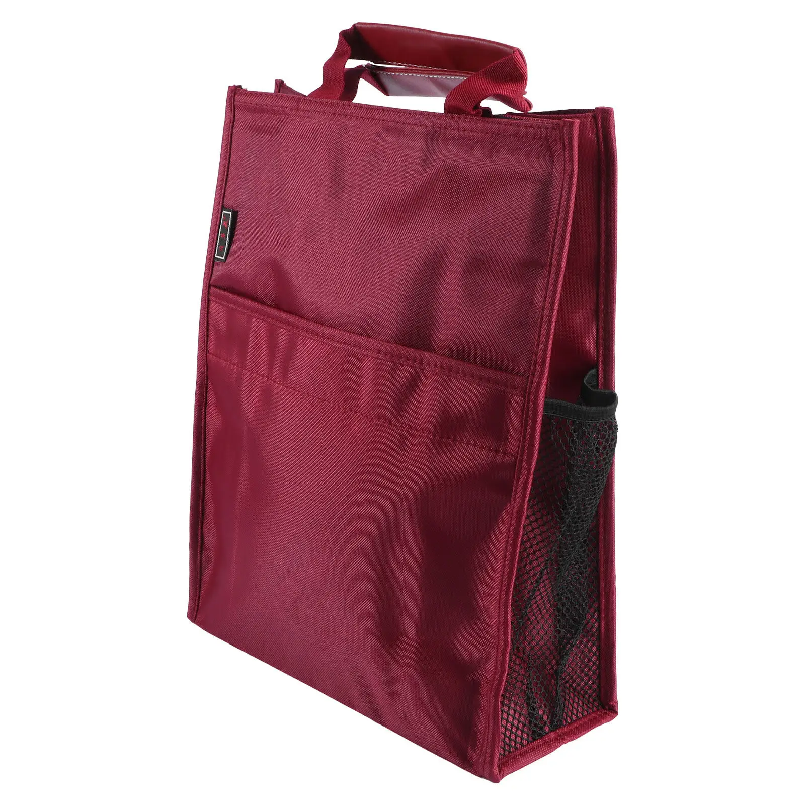 

Red Oxford File Bag Waterproof High Density Fabric Large Capacity Document Organizer with Handle Dual Side Water Bottle Slots