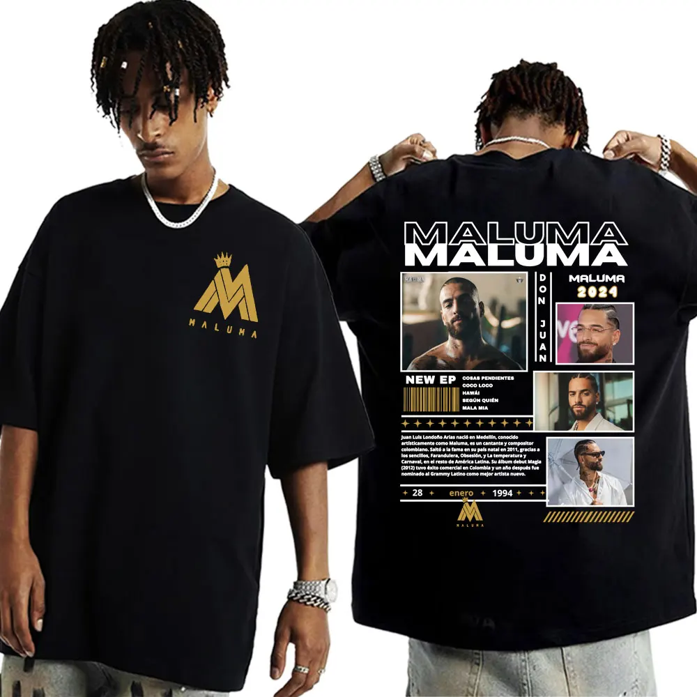 Rapper Maluma Don Juan Tour Merch T Shirts for Men Fashion Vintage Hip Hop Punk T-shirts Unisex 100% Cotton Short Sleeve T Shirt