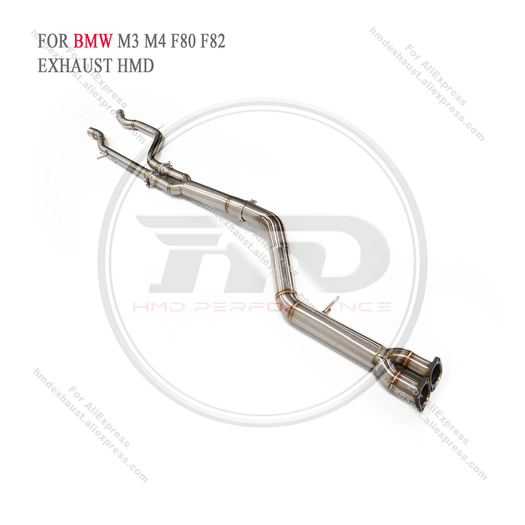 HMD Stainless Steel Exhaust System for BMW M3 M4 F80 F82 F83 Equal Length Middle Pipe With Resonator