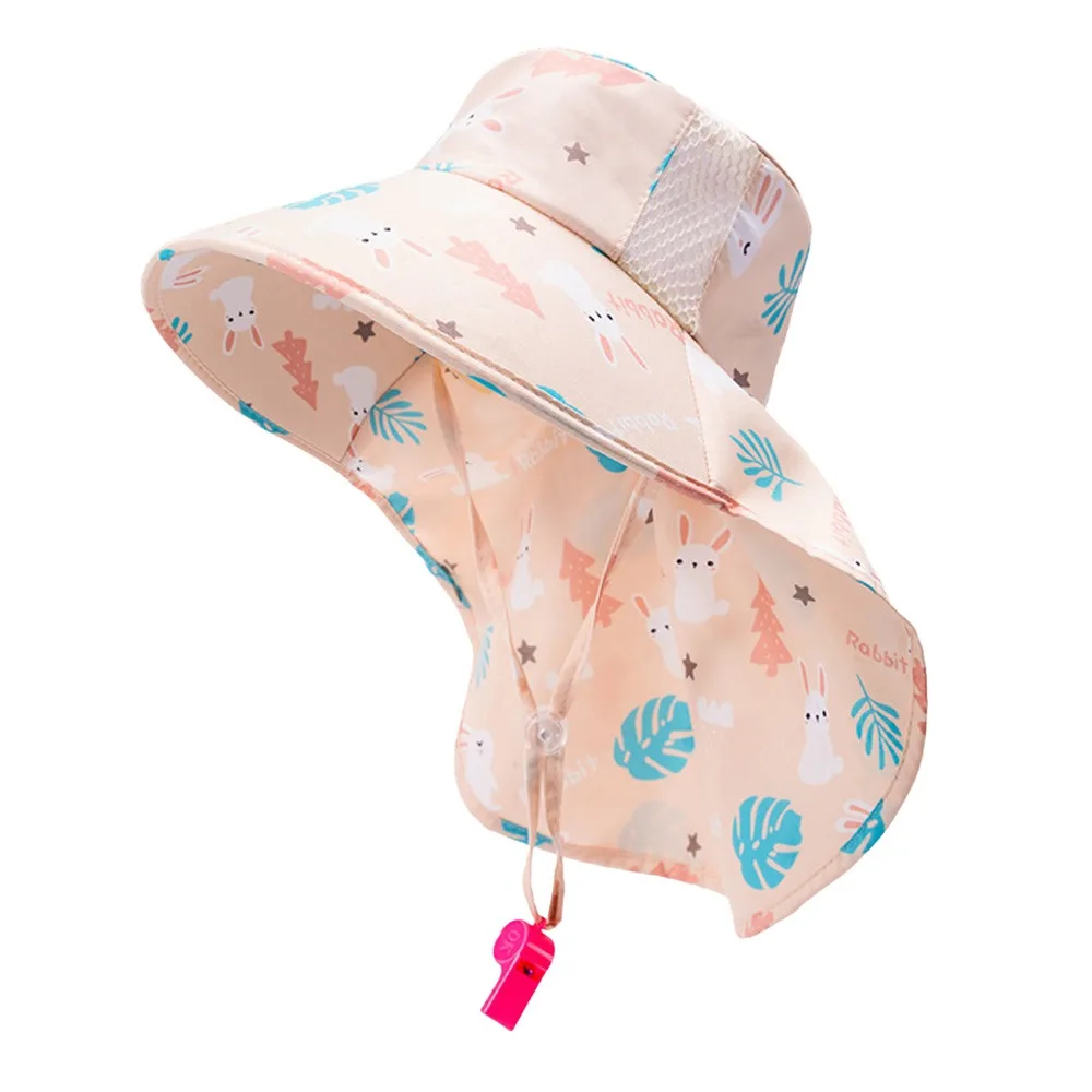 

Gifts Breathable Summer Children's Sun Hat Thin Wide-brimmed Girls' Fisherman's Hat UV Protection Cartoon Shawl Sun Cap