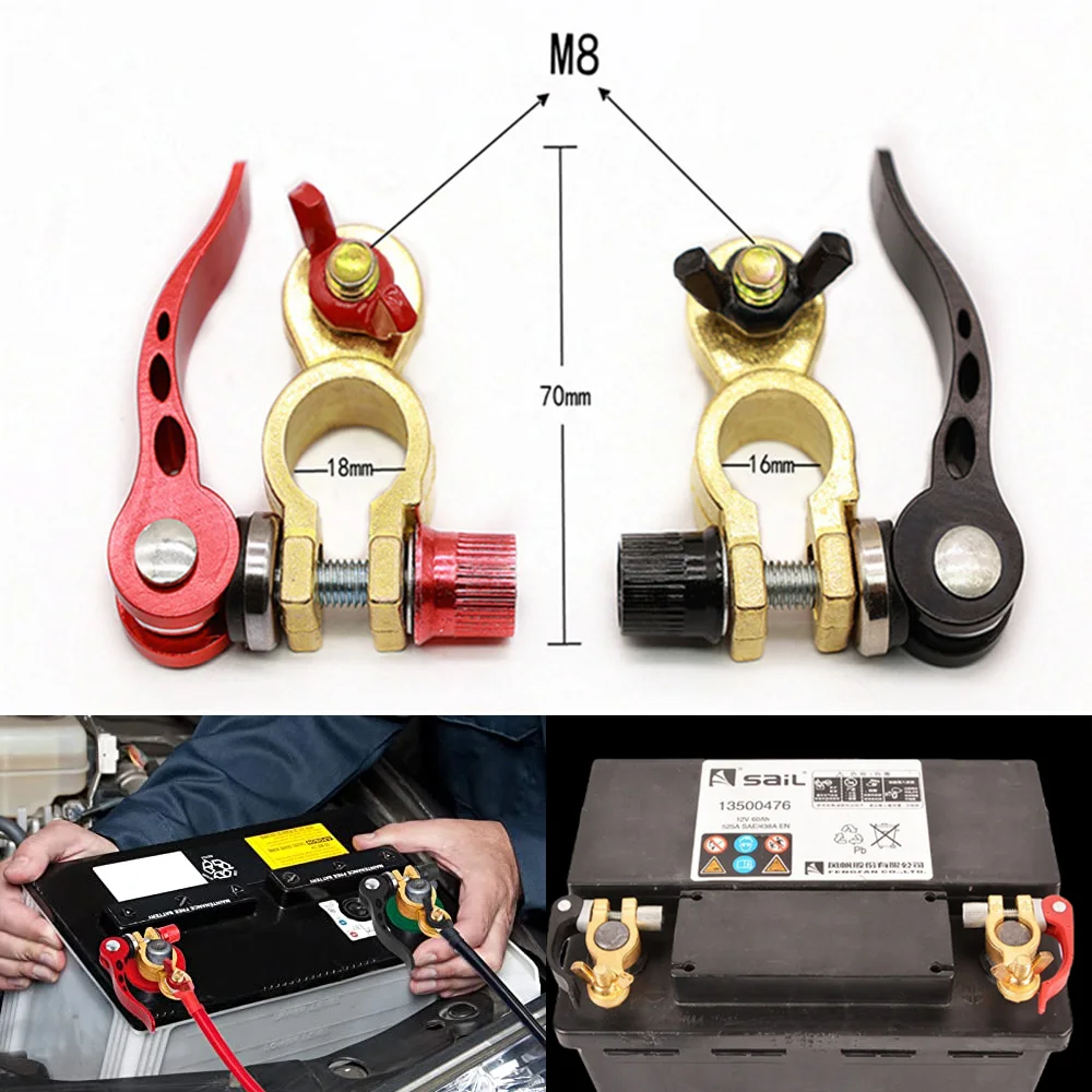 1 paio di terminali della batteria dell\'auto connettore automatico a sgancio rapido in ottone batteria Bornes morsetti dell\'adattatore del terminale