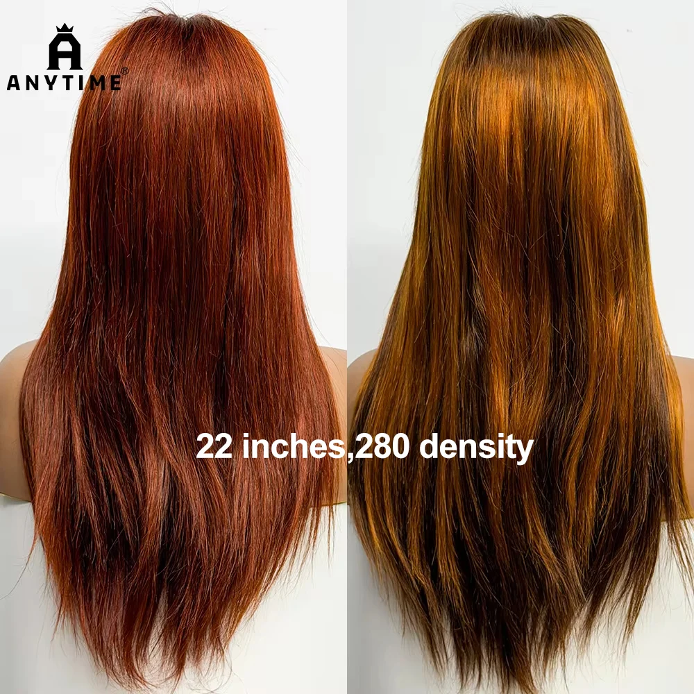 

22 inches 280% Density 4x4 Lace Closure Straight Human Hair Wigs Straight Hair 100% Human Hair Colored Wigs For Black Women