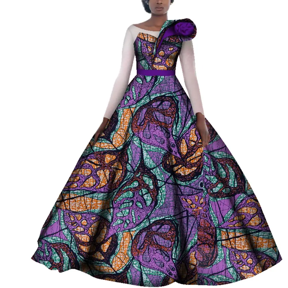 Dashiki African Dresses for Women Wedding Party Evening Dress Cotton Ankara Print Dress Plus Size Boubou Africain Femme WY4141