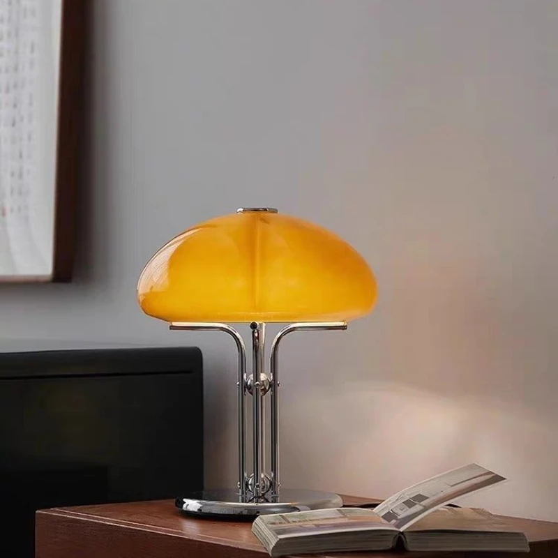 

Modern Bauhaus Vintage Mushroom Table Lamp Designer Bedside Nightstand Lighting Retro Ambient Decor Pumpkin Desk Lamp