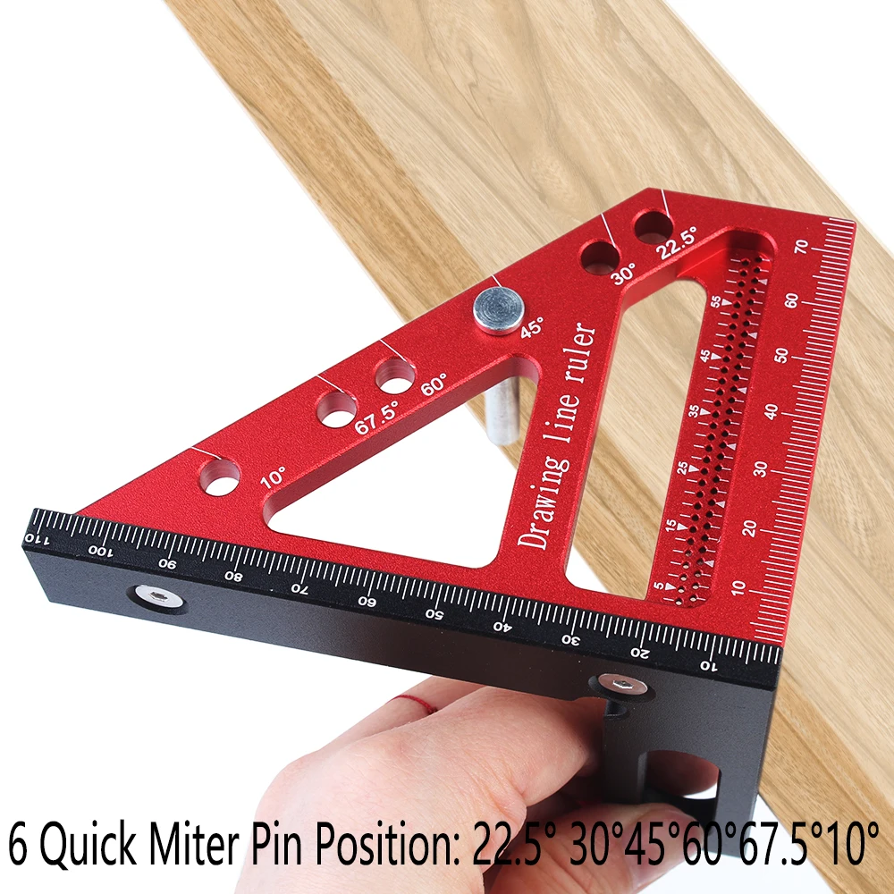 Imagem -03 - Carpenter Square Hole Scribing Ruler Régua de Medição com Pino Angular Construção Precision Woodworking Tool 225-90 Graus 1pc