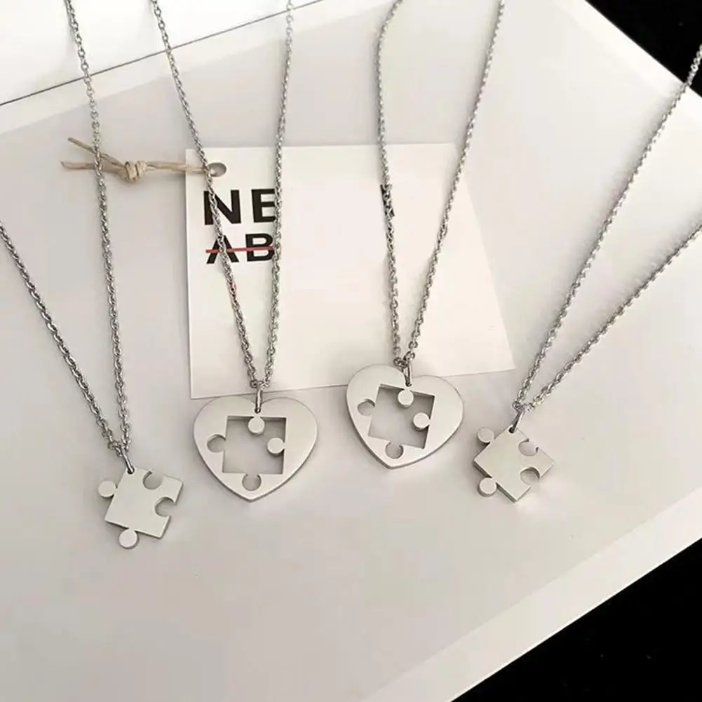 Accessory 1 Pair Delicate Couple Love Puzzle Pendant Necklaces Wide Use Necklaces Electroplating   for Dating