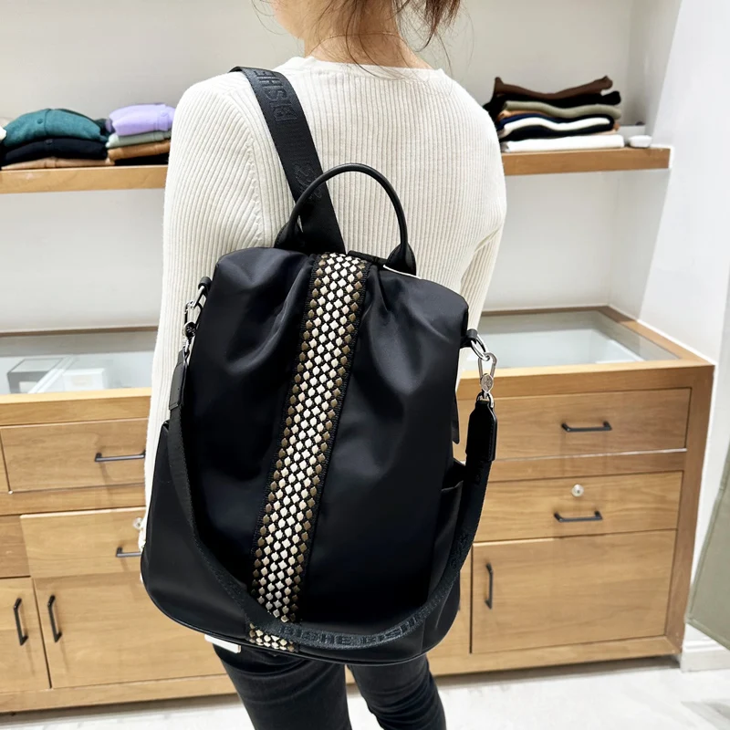 Casual Oxford Cloth Backpacks For Women Luxury Designer Handbags And Purses 2024 New In To Woven Stripe Large Capacity Shoulder