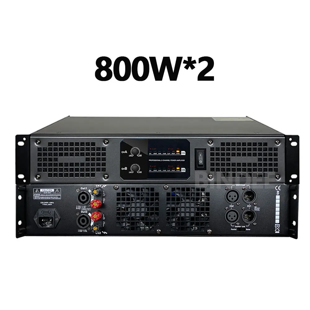 Professional High Power Digital Amplifier 800W for DJ Performance Stage Broadcast Home Karaoke Outdoor 2/4 Channel Amplifier