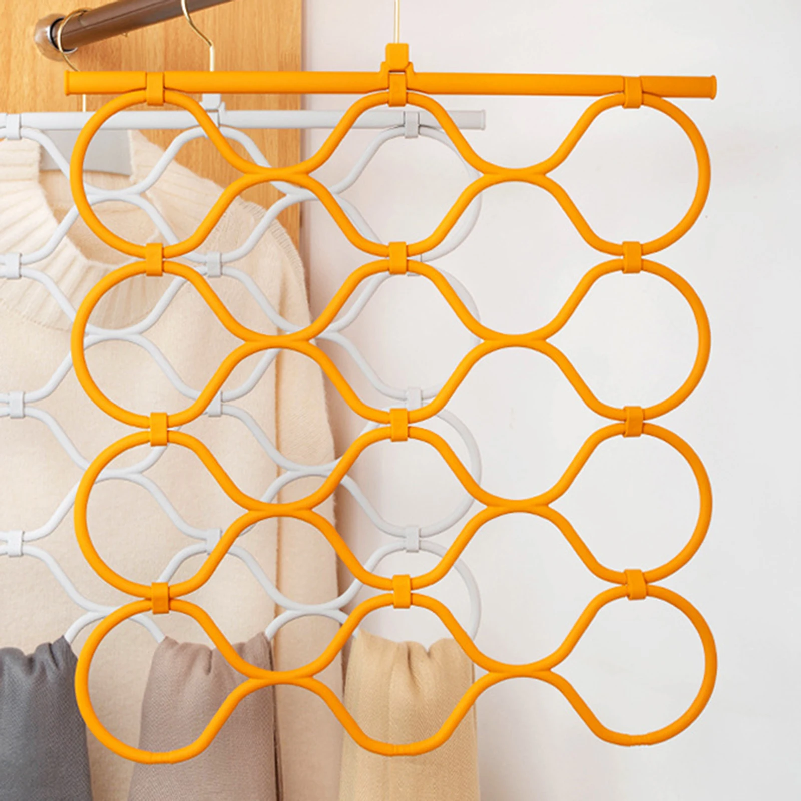 

Folding Scarf Hanger 18 Slots High Manganese Steel Space Saving Wardrobe Tie Rack Storage ganizer ABS Plastic Rubber Coated