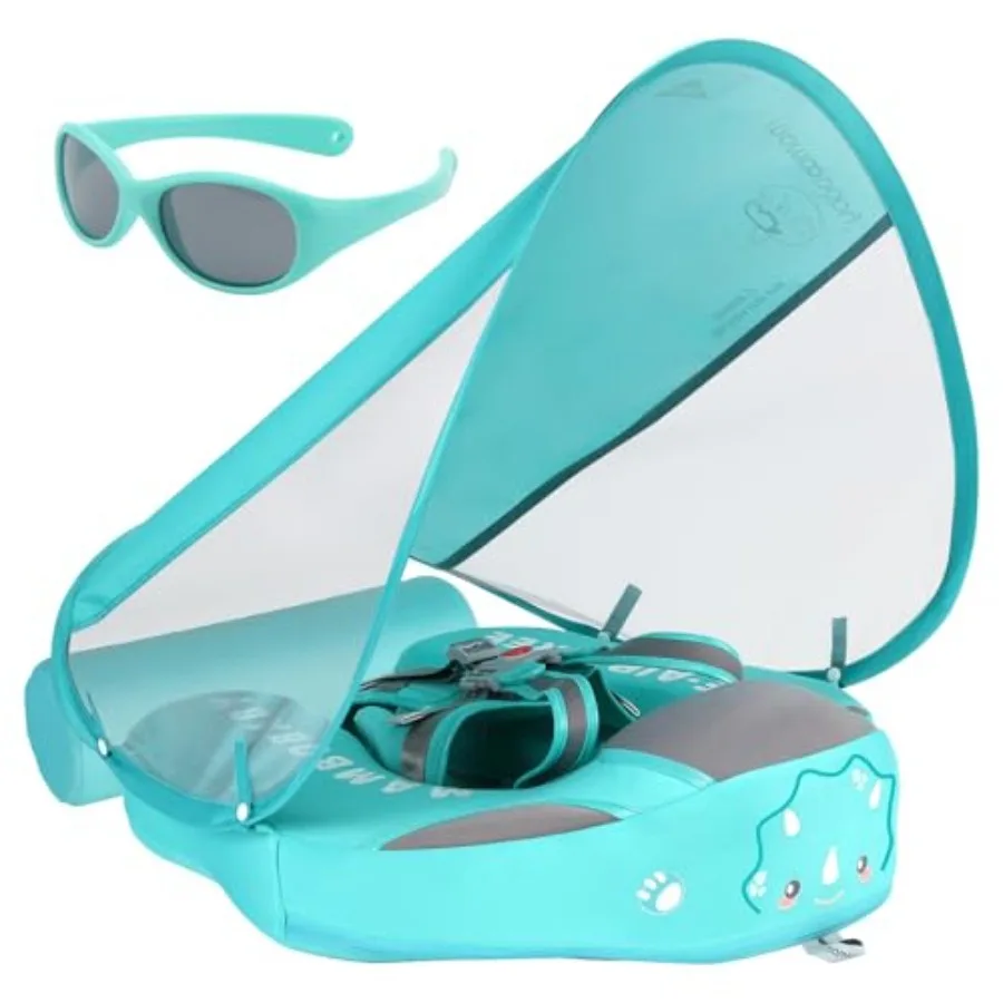 

Float with Canopy and Tail New Upgraded Non-Inflatable Baby Pool Float Mambo Float Swim Trainer Solid Infant Swim Float Adjusta
