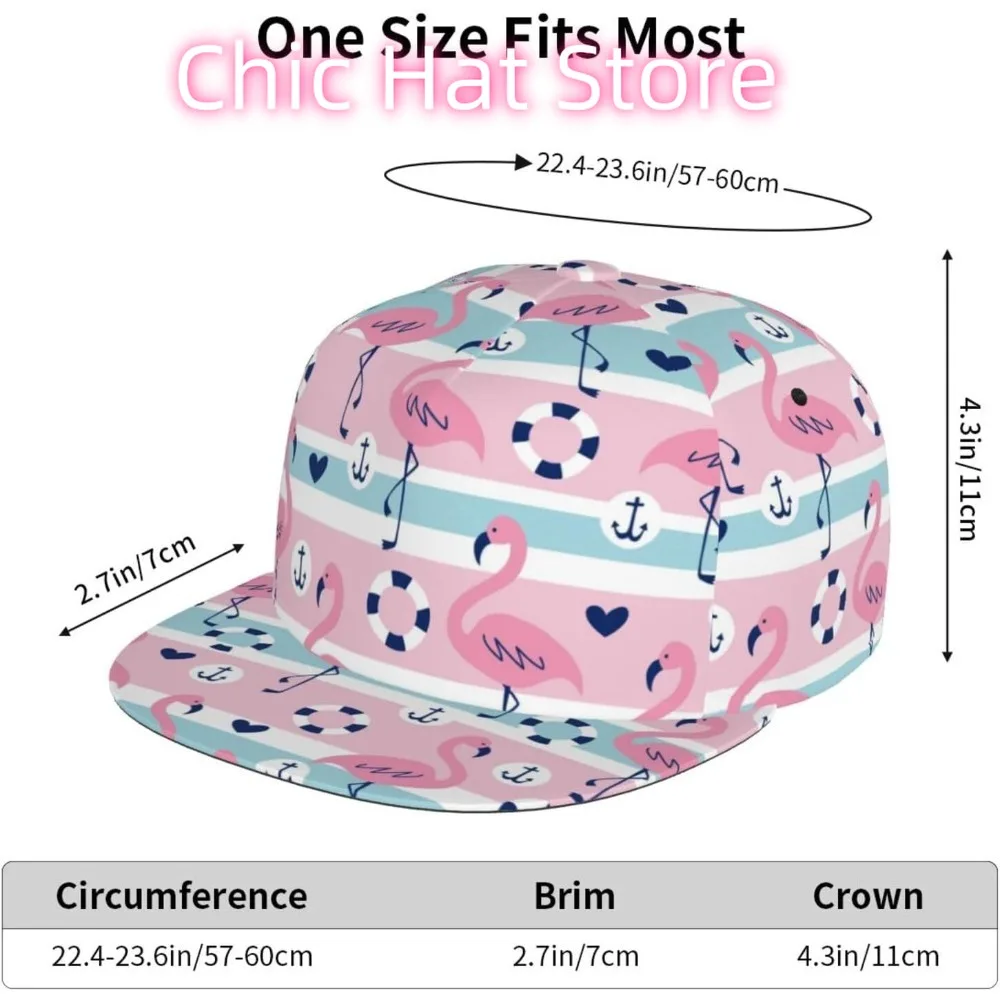 قبعة مسطحة قابلة للتعديل للرجال والنساء، قبعة بيسبول هيب هوب - فلامنغو مخططة باللون الوردي #4