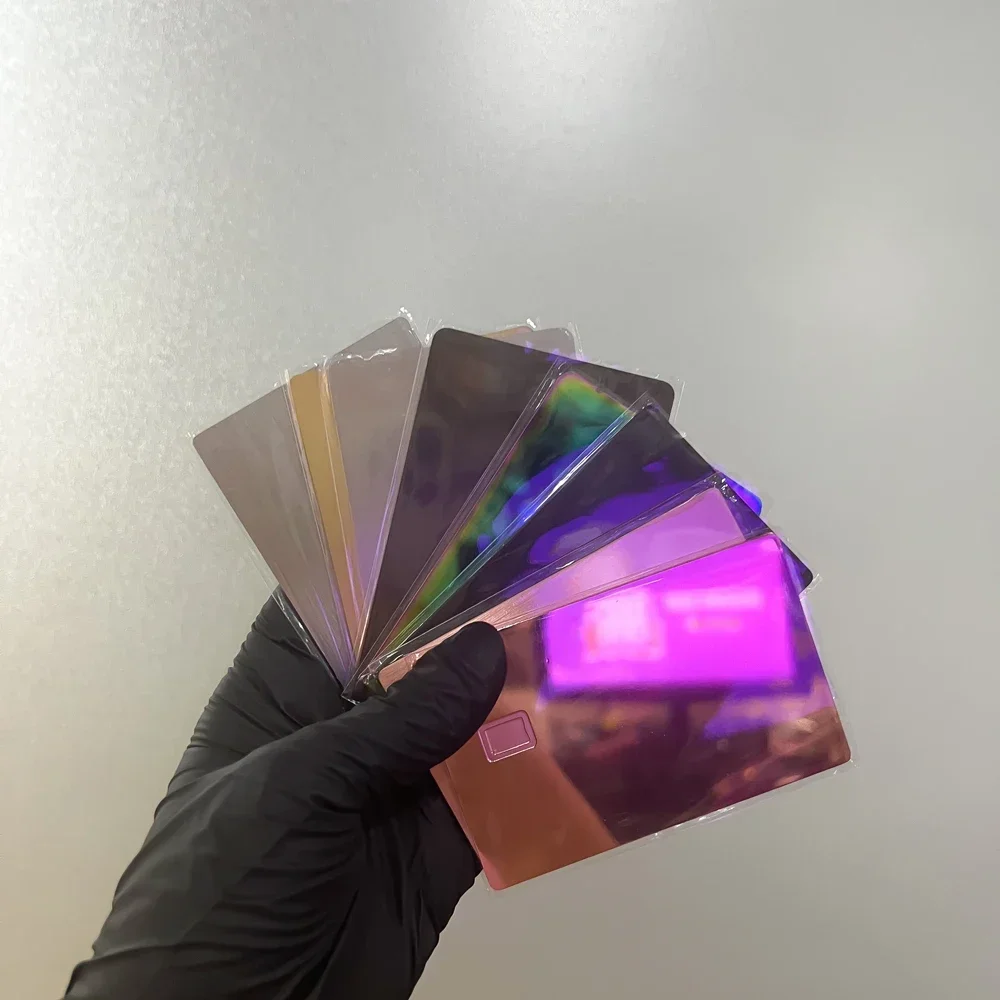 Tarjeta de visita personalizada del metal negro del espejo NFC del oro del espejo RFID con el logotipo