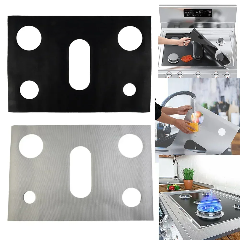 0.2mm Gas Stove Protectors Cover Liner 5 Holes Anti-Oil Gas Range Stovetop Burner Cooker Protective Covers Mat Kitchen Tools