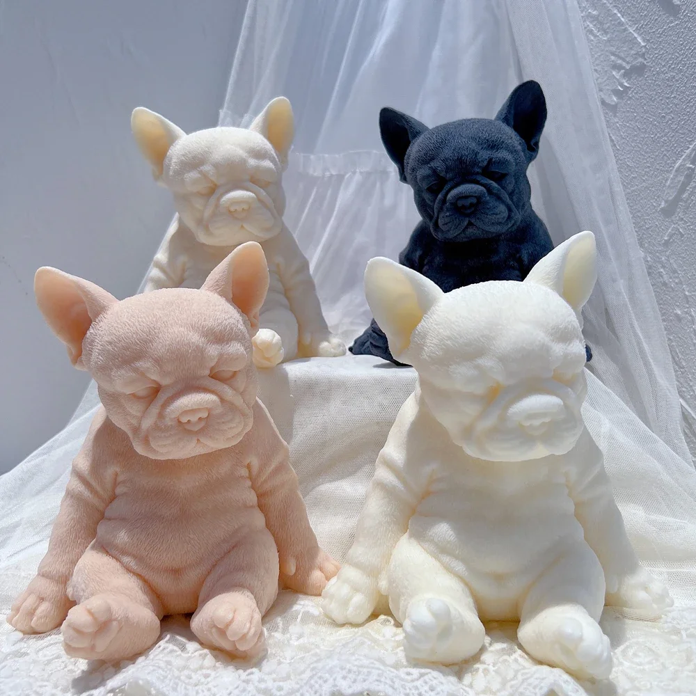 

Sitting Sleeping French Bulldog Puppy Candle Mold Animal Puppies Soy Wax Silicone Mould Dog Lover Home Decor