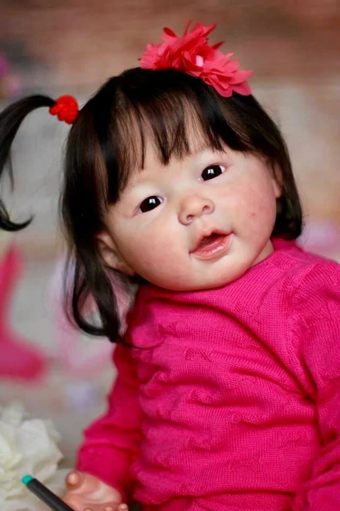 

NPK 24'' Unfinished Reborn Doll Kit Reborn Meilien Lifelike Painted Doll Parts with Black Hair