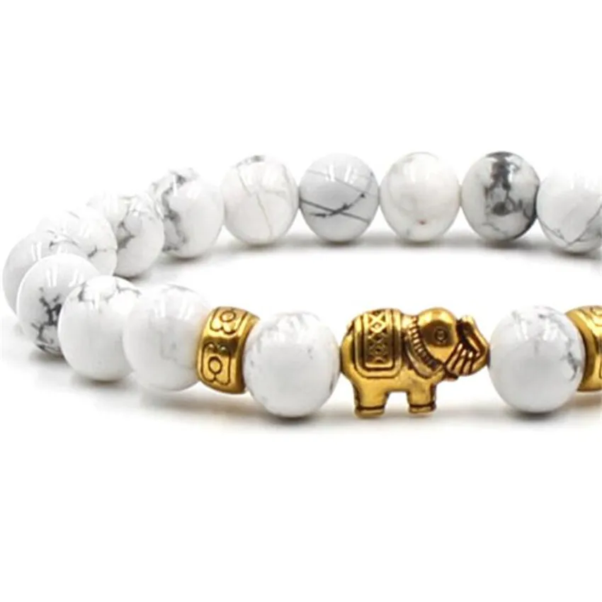 8mm Howlite Buddhist Bead Bracelet Wear Bangle Unique Party Cuff Link Unisex Stackable Prayer