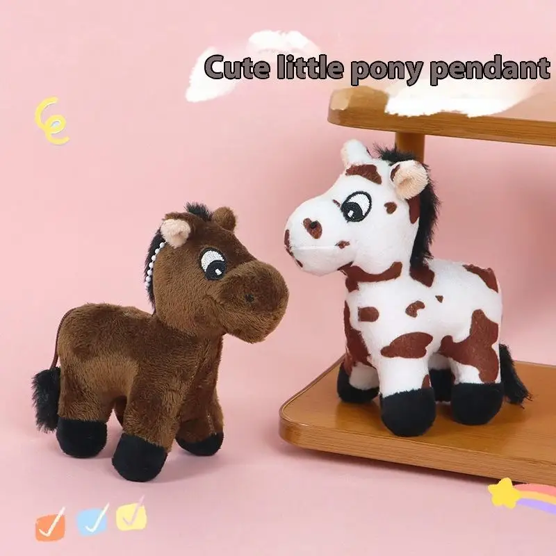 Simpatico cartone animato Pony Peluche Decorazione Portachiavi Ciondolo Kawaii Pony Ornamento Bambola di pezza Giocattoli Zaino Accessori pendenti Regali