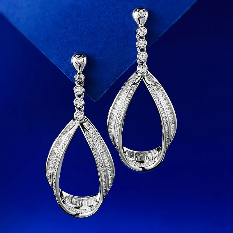 New European and American S925 sterling silver earrings for women's fashion and temperament, paired with evening dresses