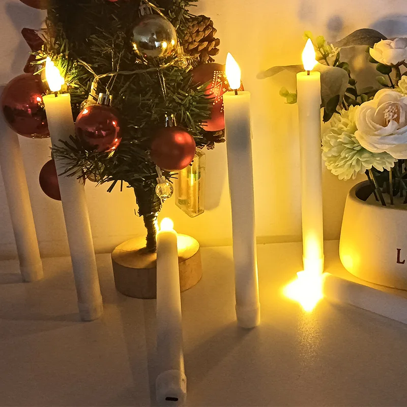 USB Rechargeable stick candle Flameless Remote w/timer LED Taper Candles LED Flickering Dripping Wax Window Tall Candle H22.4CM