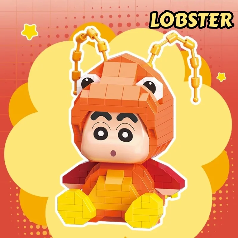 Klocki konstrukcyjne Crayon Shin-chan, model z małych elementów, seria kreskówkowa z uroczymi zwierzętami, zabawka, ozdoby, prezent urodzinowy