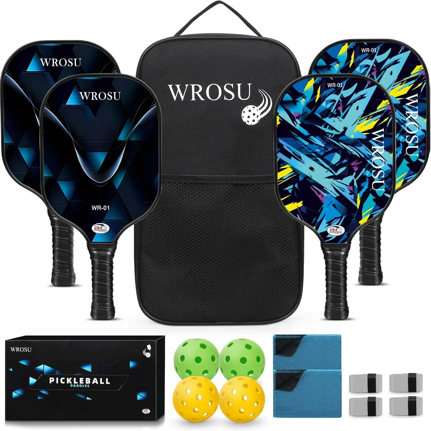 

Carbon Fiber Pickleball Paddles Set with Balls & Bag, USAPA Approved Lightweight Rackets for All Ages