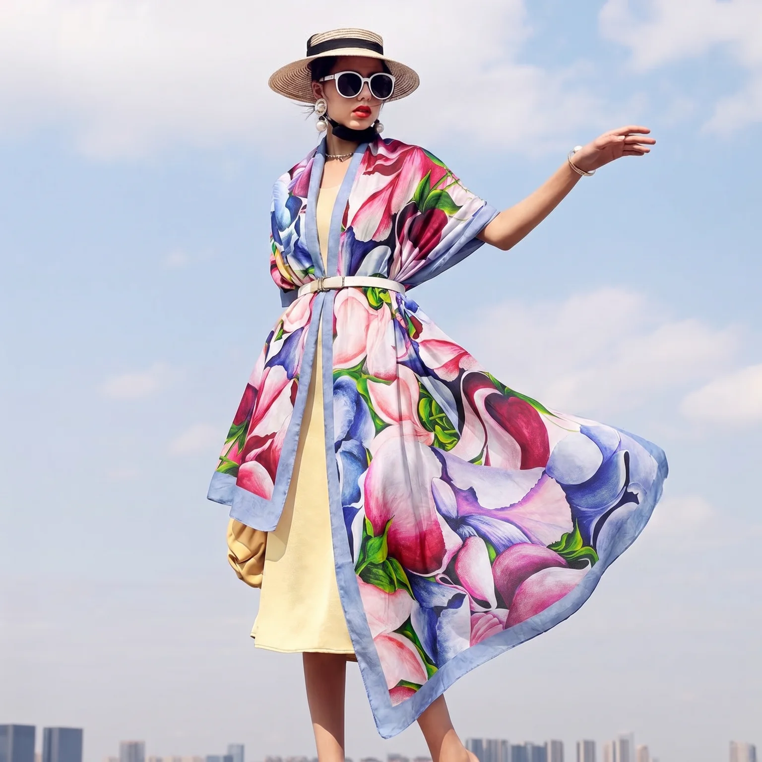 New Luxury Floral Print Silk Scarf Women Large Size Soft Satin Shawl Wrap Fashion Beach Cover Up Headscarf Bandana Foulard