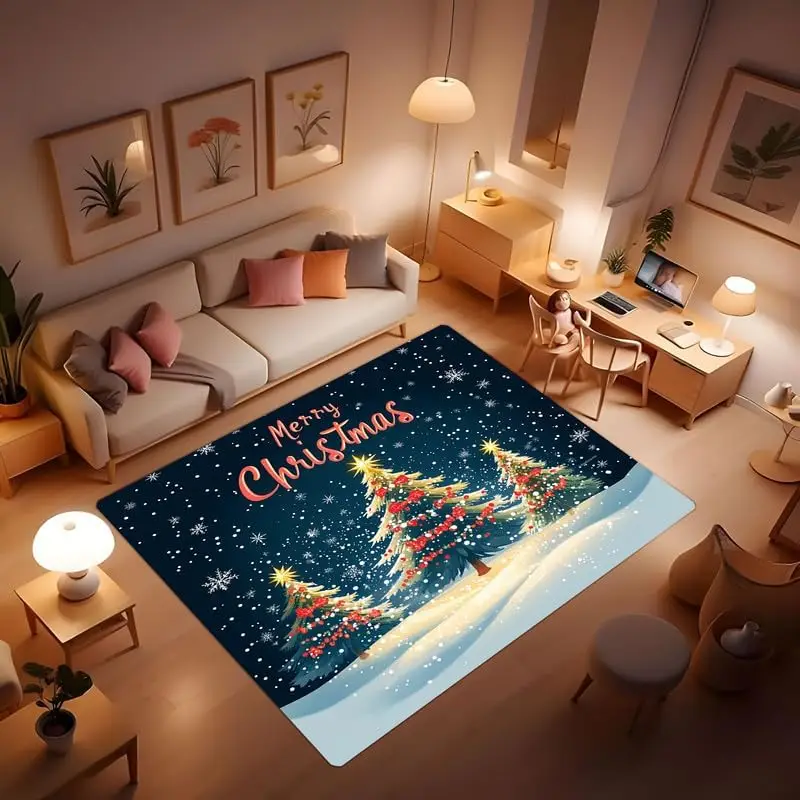

Рождественская елка красный нескользящий ковер для гостиной, столовой, спальни, коридора, офиса, современный домашний декор, зеленый богемный ковер,