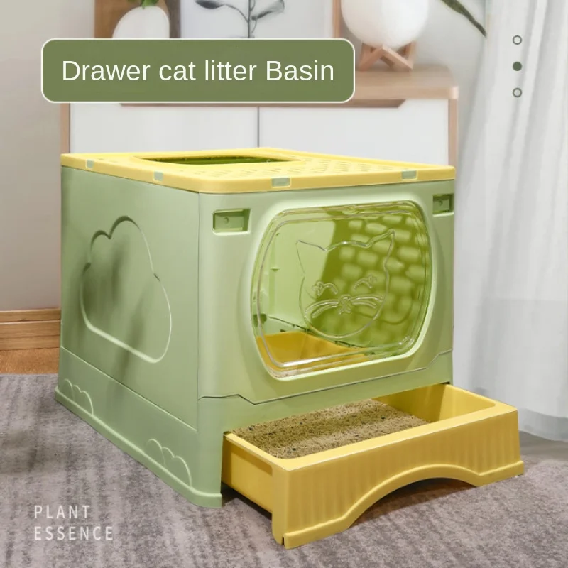 Litter box, fully enclosed drawer, top entry, splash prevention, anti-belt sand, king-size cat toilet, cat supplies