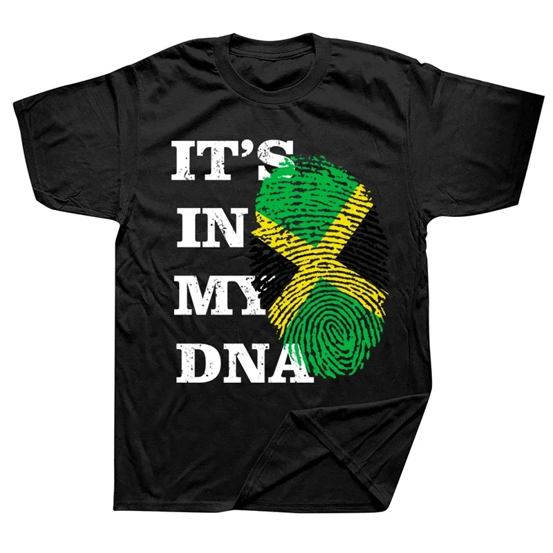 Schwarzes T-Shirt mit jamaikanisch inspiriertem Print-Design, Rundhalsausschnitt, perfekt für den Sommer. Sommer-Streetwear-Grafik-T-Shirts.