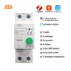 TUYA zigbee Smart Switch smartlife 2P 63A Energiemeter Kwh Metering Monitoring Stroomonderbreker Timer Relais MCB