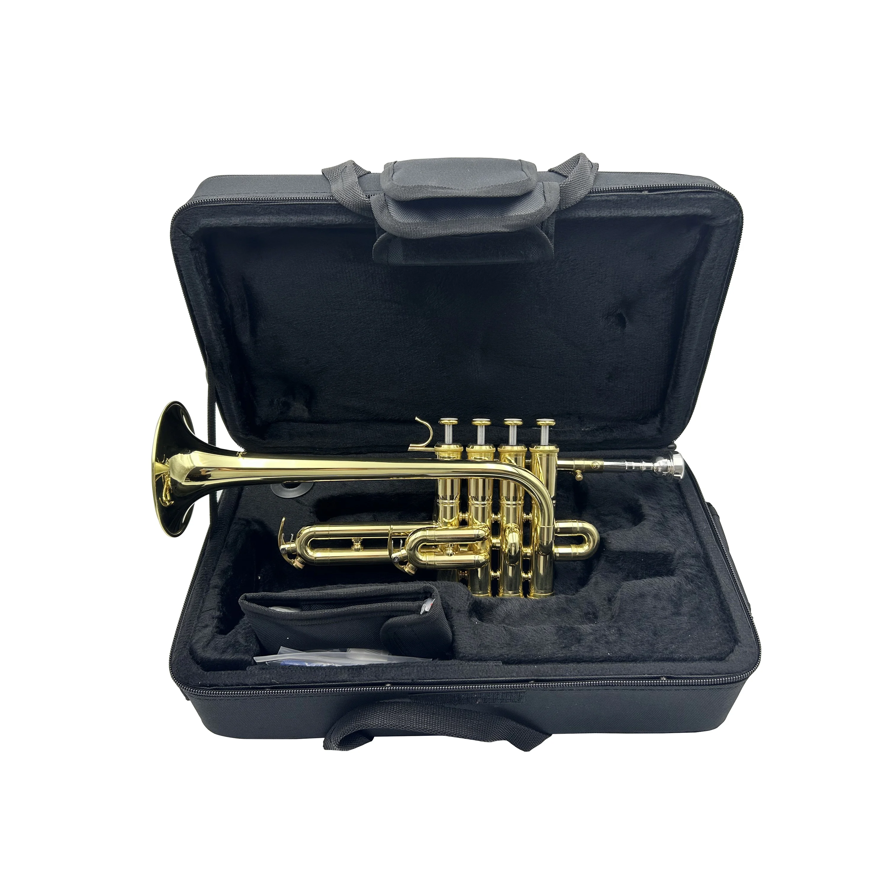 

OEM High Quality JYTR410 Piccolo Trumpet Brass Body Lacquer Gold Surface 4 Pistons Bb/A Wind Musical Instrument For Concert