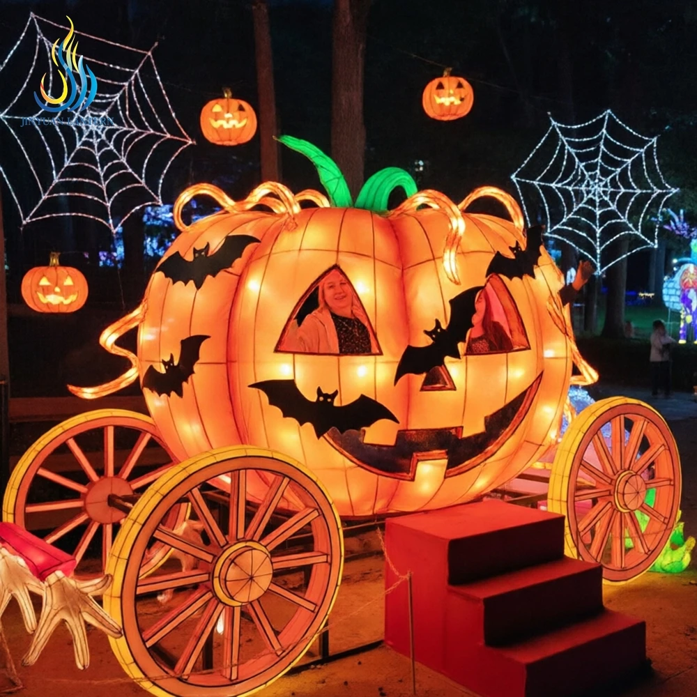 Giant Interactive Halloween Pumpkin Carriage Festival Lantern for Holiday Photo Booth Decoration Please Inquire Before Ordering