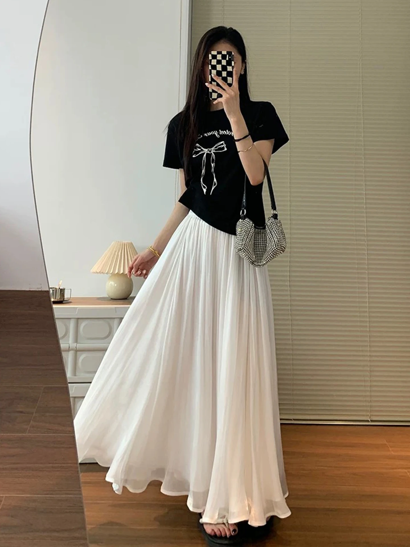 Weißer Sommer-n-Rock mit iny-Design mit lockerer Taille, ideal für Island Vaion, lange Röcke für Damen