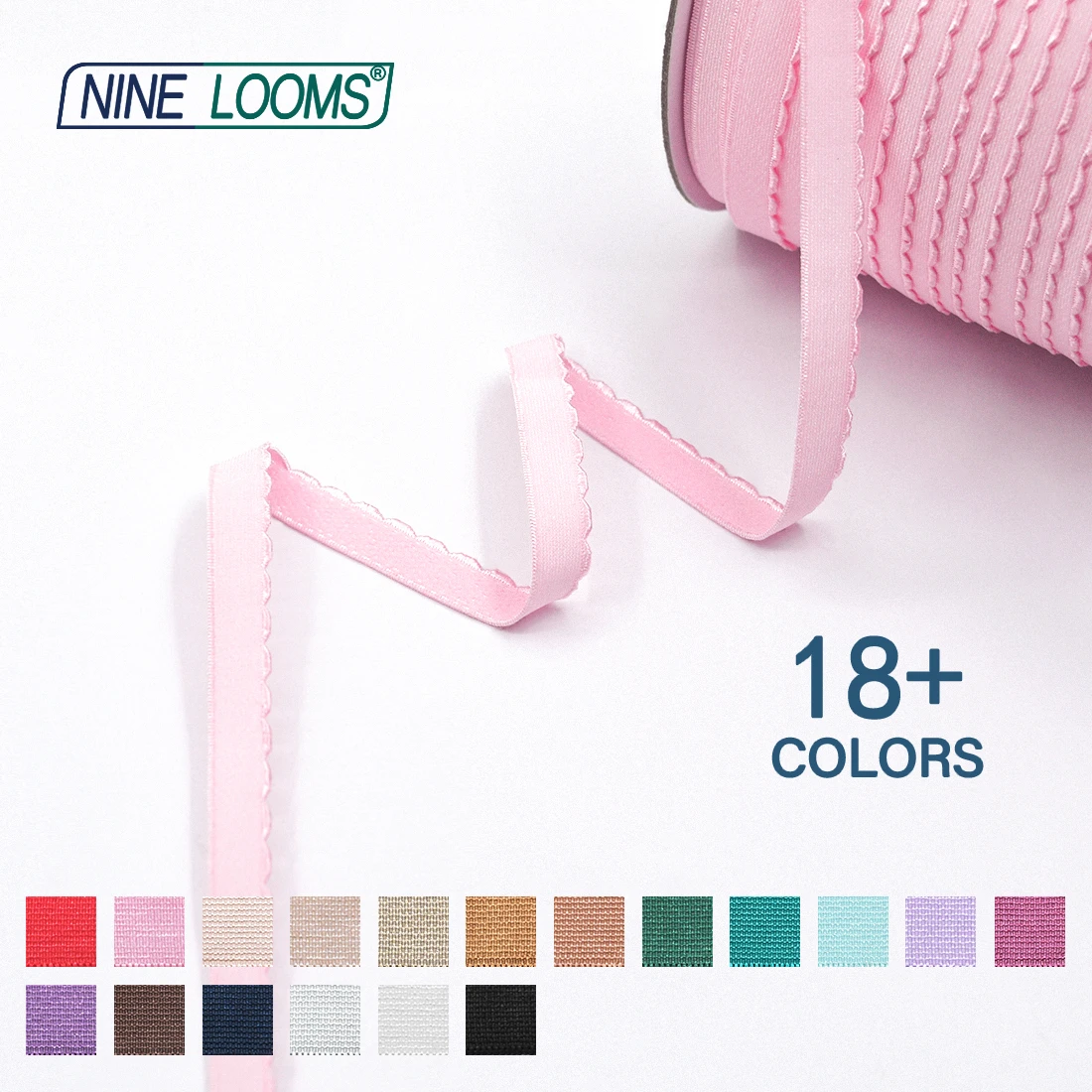 NINE LOOMS Picot BH-Träger, Gummibänder, 3/8 Zoll, 1/2 Zoll, 5/8 Zoll, 10 mm, 13 mm, 15 mm, Plüsch-Schulterband, Dessous-Nähbesätze, 50 100 Yard per Spule – Detail 5