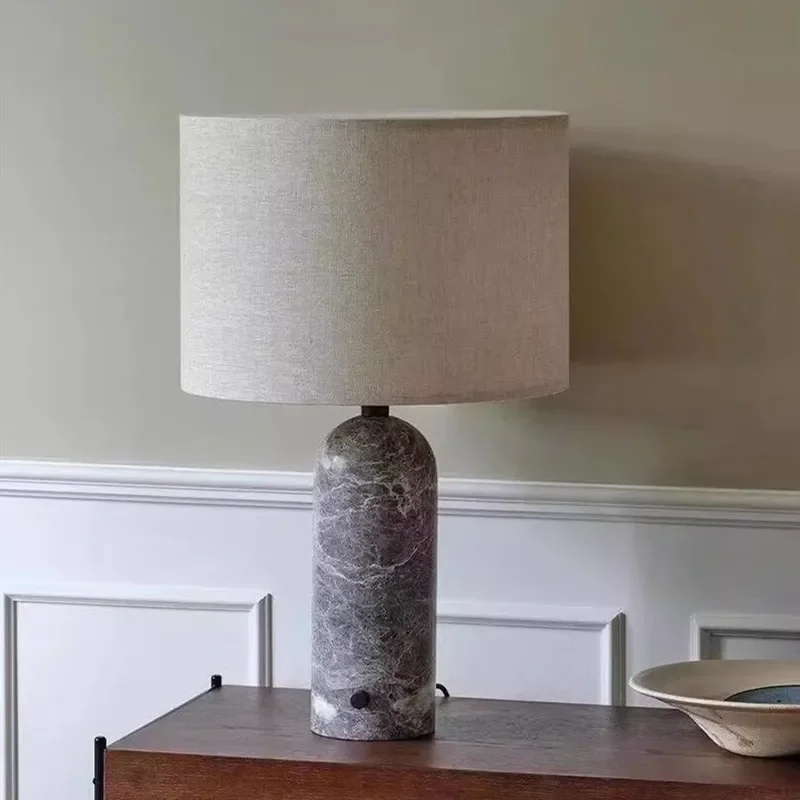 For Modern Simple Marble Table Lamp New Chinese Style Bedroom Bedside Hotel Model Room Designer Decorative Lighting Luminaria
