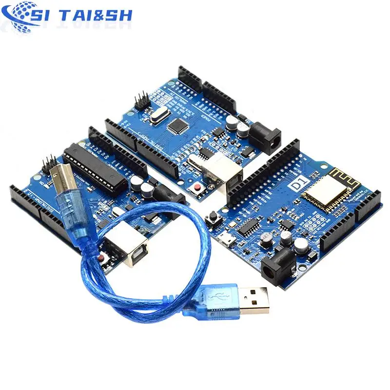 1Set UNO R3 Official Box ATMEGA16U2 / UNO+WiFi R3 MEGA328P Chip CH340G For Arduino UNO R3 Development Board WeMos ESP8266