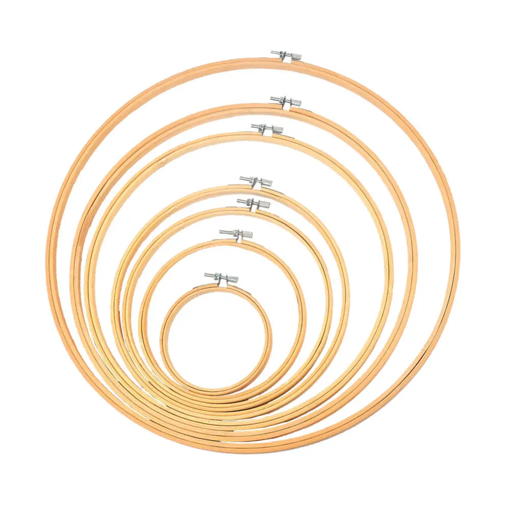 

Набор из 6 миниатюрных бамбуковых рамок для вышивания крестиком, разные размеры, круглые пяльцы для рукоделия и шитья