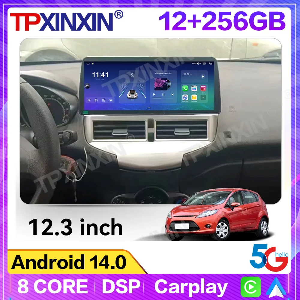 

12.3" Android 13 Auto CarPlay Stereo Player For Ford Fiesta 2009-2014 Car Radio GPS Navigation Tape Recorder 8+256G Headunit DSP